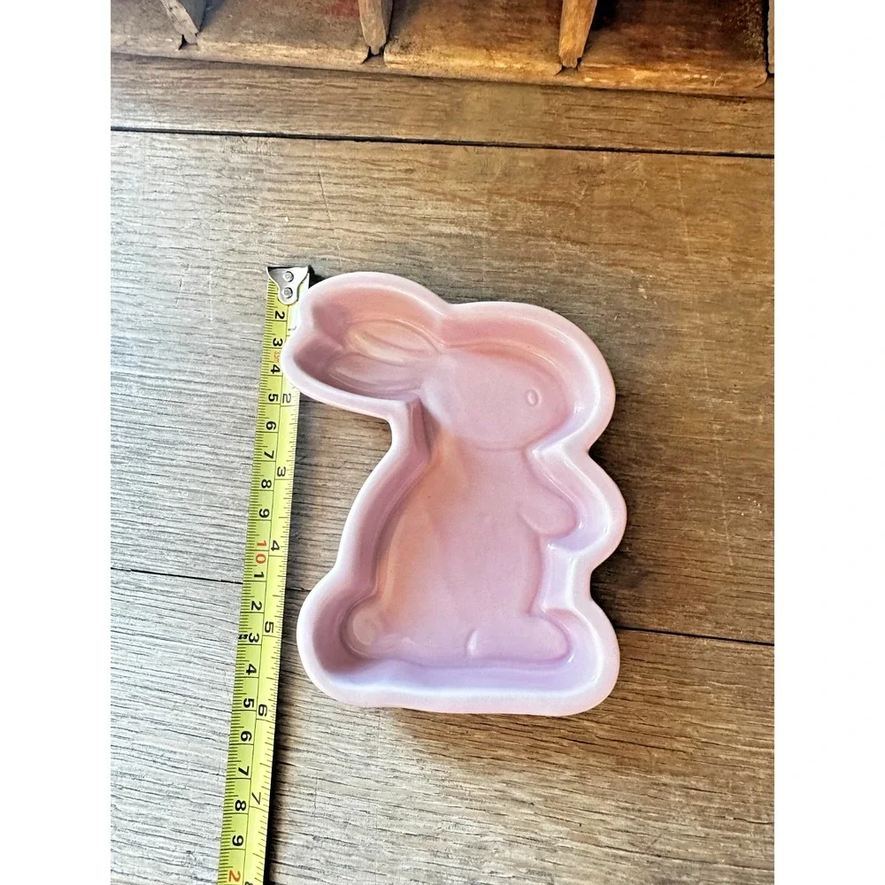 Ceramic Pink Easter BUNNY RABBIT BAKING DISH Bakeware Oven Mold 4